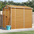 Gerätehaus 3188276, Hellbraun 191x215x198 cm Verzinkter Stahl, Gartenhaus, Fahrradgarage, Gartenhütte, Geräte Schuppen, Gartengerätehaus