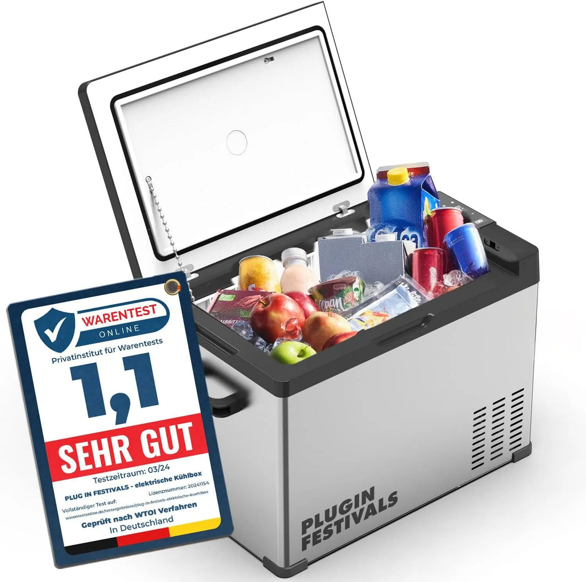 Kühlbox elektrische, Kompressor Gefrierbox bis -20 Grad, Camping Kühlschrank, Spannung 12V 230V, Fassungsvermögen 40 Liter, Auto
