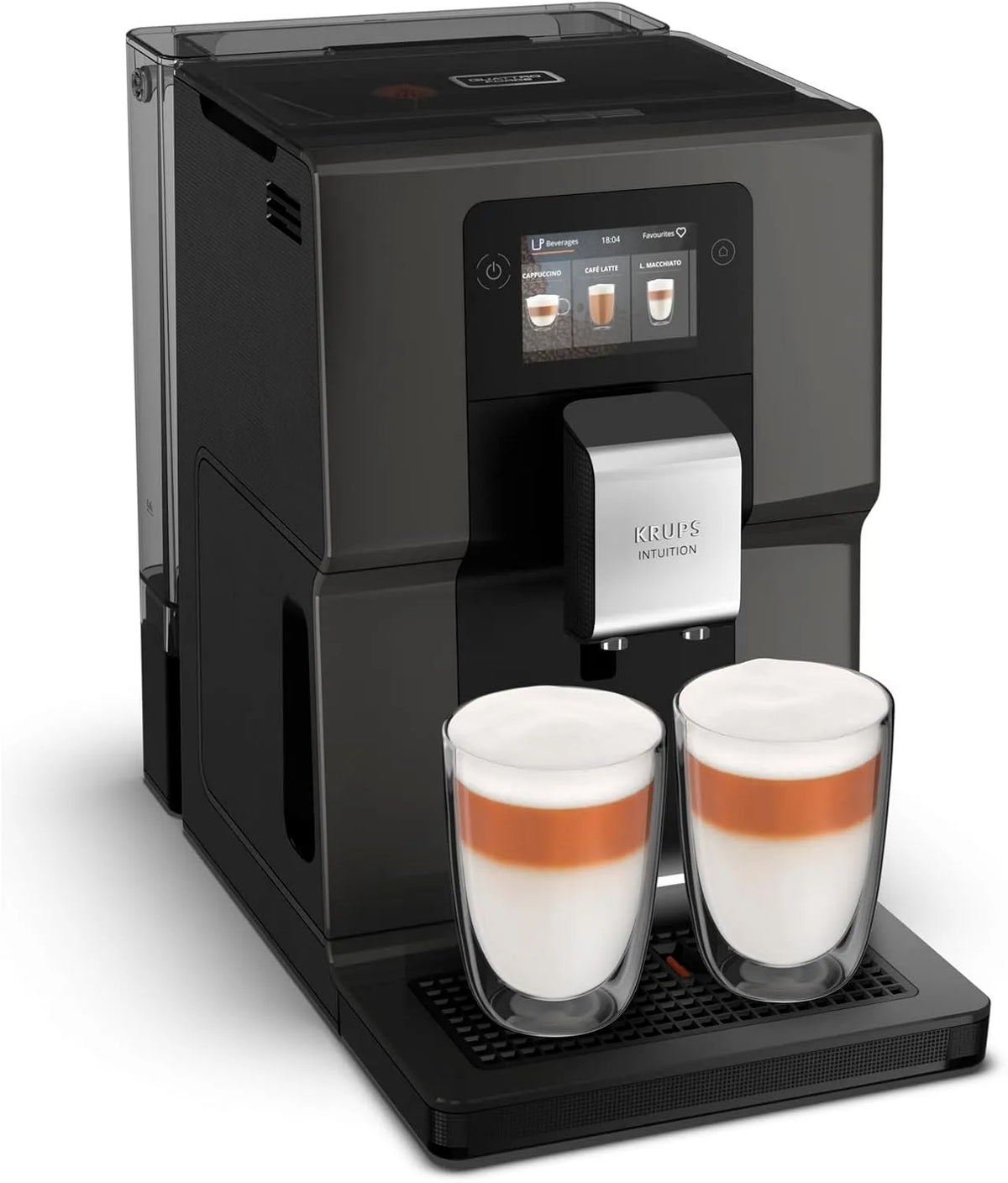 Krups Kaffeevollautomat EA872B, 11 personalisierbare Getränke, intuitive farbige Lichtanzeigen, in Schwarz, Intuition Preference