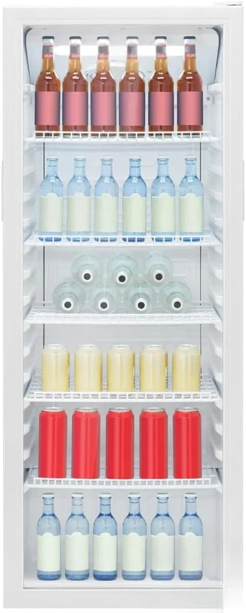 Bomann Kühlschrank KSG 7292, Breite 143cm, Getränkekühlschrank 2-12°C, 5 Gitterablagen, Fassungsvermögen 236L, mit Glastür, Energieklasse C, weiß