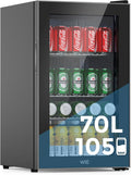 Kühlschrank WIE Mini, mit Doppelte Glastür, Getränkekühlschrank 70 Liter, Bier, Bar, Wine für Zuhause, Küche, Büro