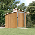 Geräteschuppen Braun, LAPOOH, Fahrradunterstand, Schuppen Garten, Lagerschuppen, 270x130x208,5 cm Verzinkter Stahl, Gartenhaus, Gartenhütte