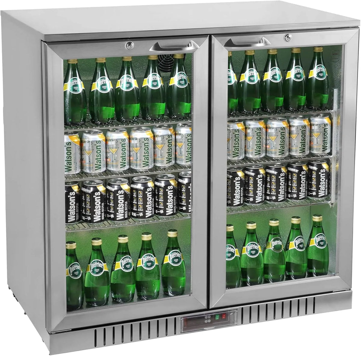 Kühlschrank GBC3002S METRO Professional Glastür, 6 verstellbare Einlegeböden, Edelstahl, Hartglas, LED Beleuchtung, silber, Fassungsvermögen 198 L