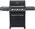 Gasgrill S-318-800 SANTOS, Grad Infrarot-Zone & Heckbrenner, ausziehbares Warmhalterost, inklusive. Drehspieß, Rostheber & Silikonablage, All Black