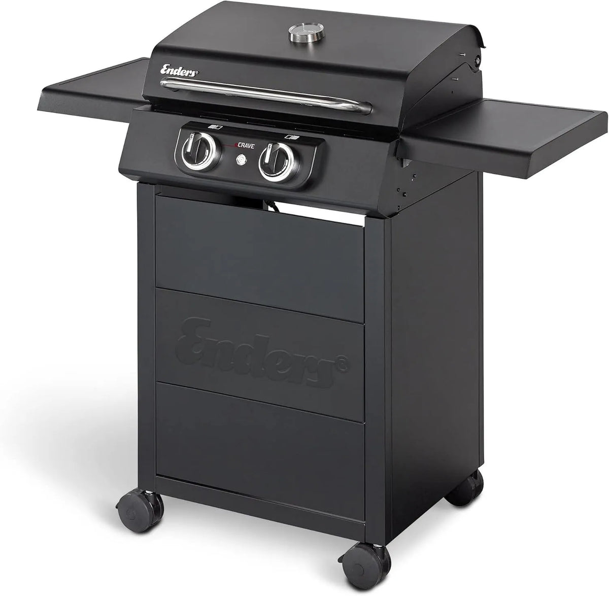 Grill 97116, Enders Elektrogrill eCRAVE 2, mit Gussrost, Fassungsvermögen 2 leistungsstarke Heizelemente, Grillwagen mit viel Stauraum