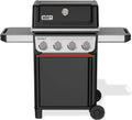 Gasgrill E-410 Weber Spirit, 51 x 46 cm Grillfläche, 4 Brenner, Snap-Jet Zündung, Robuste Räder und Warmhalterost, in Schwarz, Silber