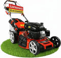 Rasenmäher, HECHT 5-IN-1 Benzin, Fassungsvermögen 75 l Fangkorb, Elektrostart, patentierte Räder, leistungsstarker 4 Takt Eco Motor 4,4 kW, 6,0 PS