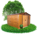 Gerätehaus Grindi, Geräteschuppen 323x278x215 cm Schiebetür, Garten Schrank, Metall Arbor IV, Gartenhütte, Gartenhaus, Fahrradgarage, Shelter