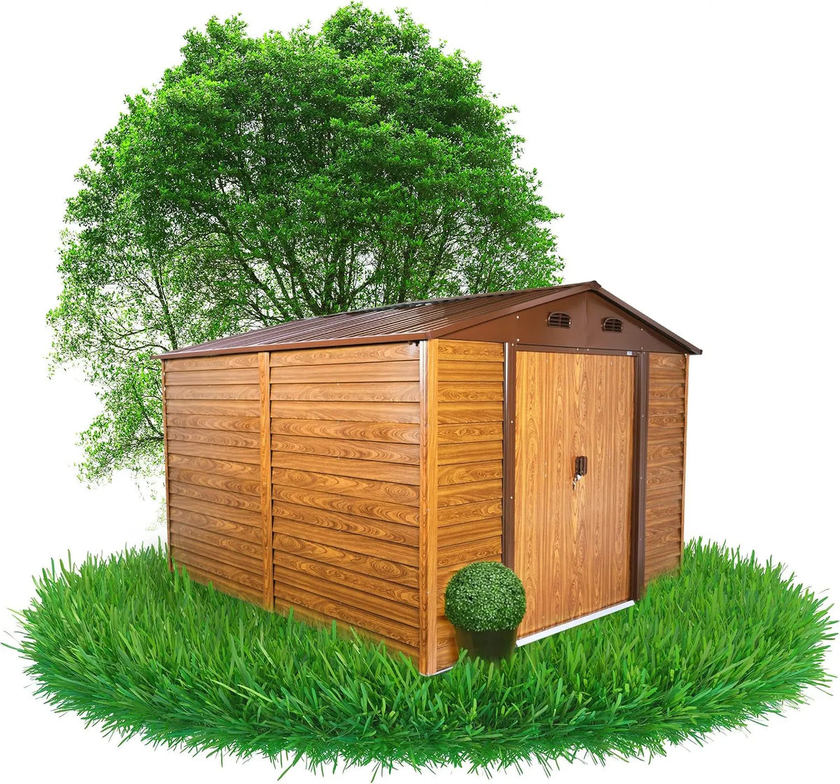 Gerätehaus Grindi, Geräteschuppen 323x278x215 cm Schiebetür, Garten Schrank, Metall Arbor IV, Gartenhütte, Gartenhaus, Fahrradgarage, Shelter