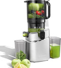 Entsafter, AMZCHEF 250W Automatischer All-In-One, 145MM Öffnung und 2L für Gemüse und Obst, Slow Juicer Testsieger mit Dreifachem Filter, Silber