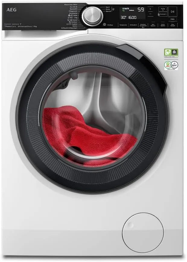 AEG Waschmaschine 1600 LR8E80690, Gewicht 9,0 kg, WiFi, UniversalDose Schublade, Leise, Nachlegefunktion, Kindersicherung, Wasserstopp, min