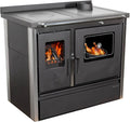 Kaminofen 4050, mit Backfach und Herdplatte Lotus Inox in Schwarz Holzofen 11 kW Holz Ofen Mehrfachbelegung Kamin Heizofen Küchenherd