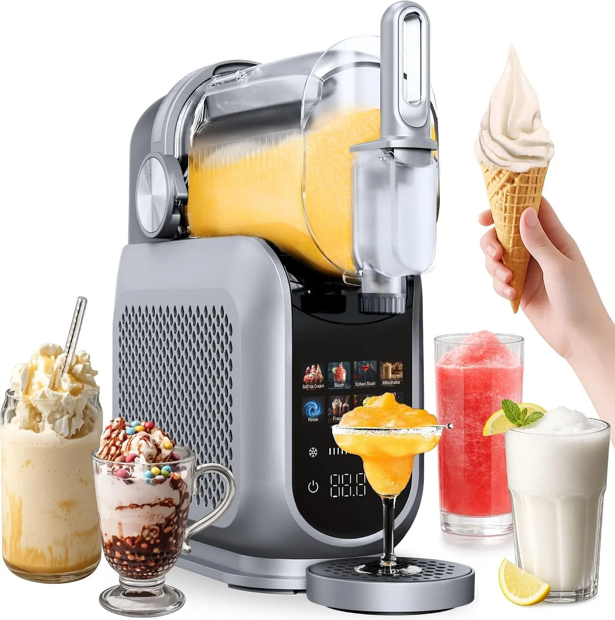Eismaschine 4Swiss SM026, Selbstkühlend Eis Maschine Speiseeisbereiter Speiseeismaschine