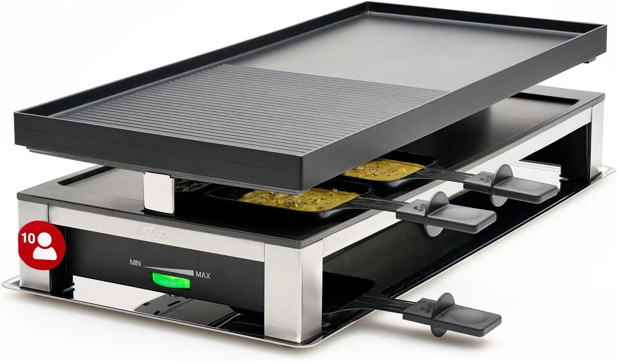 Grill, 53x24 cm Antihaft-Grillplatte, & Crêpe-Funktion, Thermostat, PFAS-frei, Solis 3-in-1 Combi, für bis zu 10 Personen