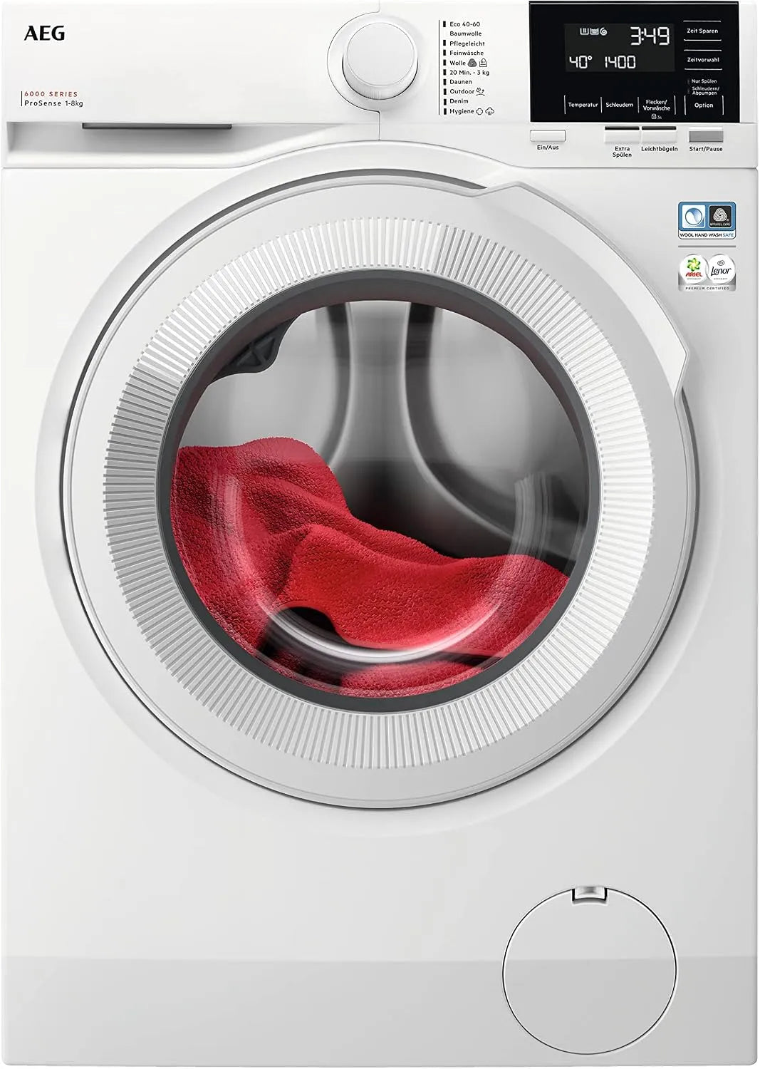 AEG Waschmaschine 1600 LR6A668, Gewicht 8,0 kg, Leise, Mengenautomatik, Nachlegefunktion, Kindersicherung, Schontrommel, Wasserstopp, min