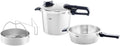 Fissler Vitavit, 4-teilig, Schnellkochtopf-Set, Einsatz, Induktion, Ø 22 cm & Schnellbratpfanne 2,5l, Fassungsvermögen 6l, inklusive. Metall-Deckel