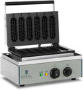 Royal Catering, Leistung 1.500 W, 15 min Timer, Stiel, Teflon & Aluminium, Silber, Maße 29,5 x 38,3 x 42 cm, 6 Stück, Waffeleisen Waffelautomat
