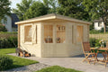 Gartenhaus, 5-Eck Monica Royal aus Massiv-Holz, Gerätehaus mit 28 mm Wandstärke, Geräteschuppen Größe: 350 x 350 cm, Spitzdach