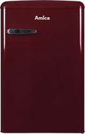 Amica Kühlschrank KS 15611 R, Breite 88cm, x 55cm, x 62cm, Retro mit Gefrierfach, Wine Red, Weinrot, Retro-Design