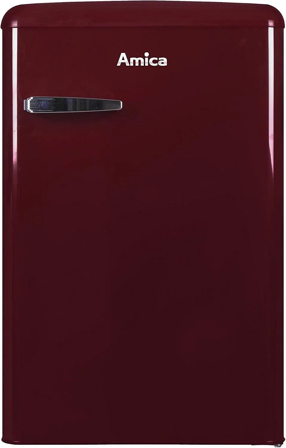 Amica Kühlschrank KS 15611 R, Breite 88cm, x 55cm, x 62cm, Retro mit Gefrierfach, Wine Red, Weinrot, Retro-Design