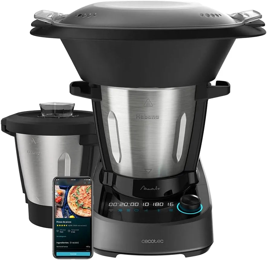 Cecotec Modell 11090 3-Liter-Edelstahlkanne, Leistung 1600 W, 37 Funktionen, Antihaftbeschichtete Habana-Kanne und 3, App, Waage, Spülmaschinenfest