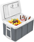 Kühlbox UISEBRT 48 Liter, Thermo-Elektrische mit Kühl- und Warmhaltefunktion, mit Rollen tragbar Mini-Kühlschrank 12 V 220V, Farbe Grau