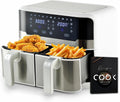 Heißluftfritteuse, MasterPRO Rocket Duo 900, 9L Fassungsvermögen und 2100W Leistung, 11 Funktionen in 1, Doppelte, Farbe Weiß