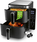 Heißluftfritteuse, 32% platzsparender, Fassungsvermögen 10L, 2 Kammern, GOURMETmaxx FryUp Vertikale Doppelkammer, vertikaler Airfryer