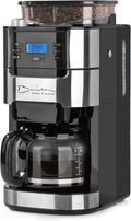 Kaffeemaschine 24h, Barista Filterkaffeemaschine mit verstellbarem Mahlwerk & Glaskanne, Timer & Permanentfilter, Edelstahl, Für 10 Tassen Kaffee