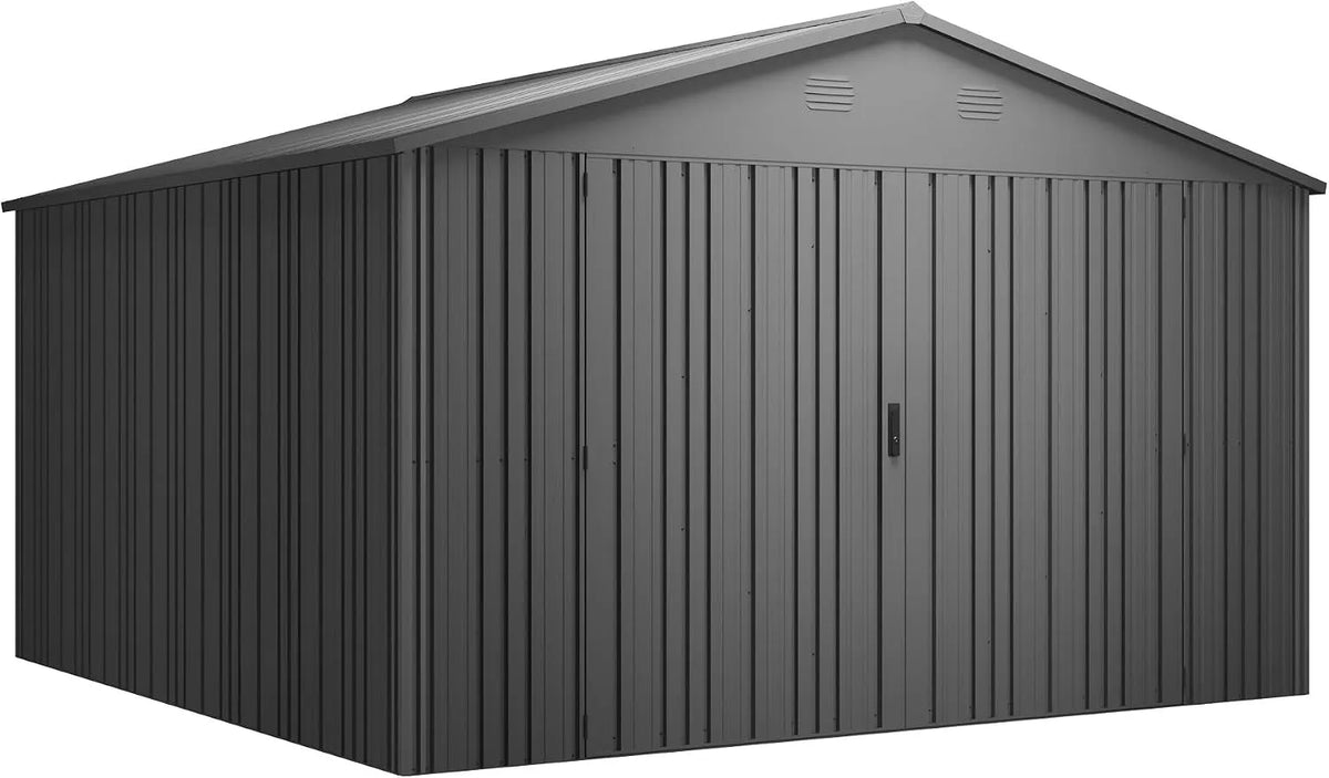 Gartenhaus Y130, Maße 356 x 350 x 225 cm, 12,46 m², Pioneer, V-Säulen, doppelte Tür, Schlüssellochverschluss, robustes Dach