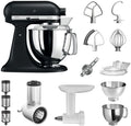 KitchenAid Küchenmaschine 5KSM175PSEBK, Gusseisen in Schwarz, Artisan Starter Paket inklusive. Gemüseschneider Fleischwolf und vielem Zubehör