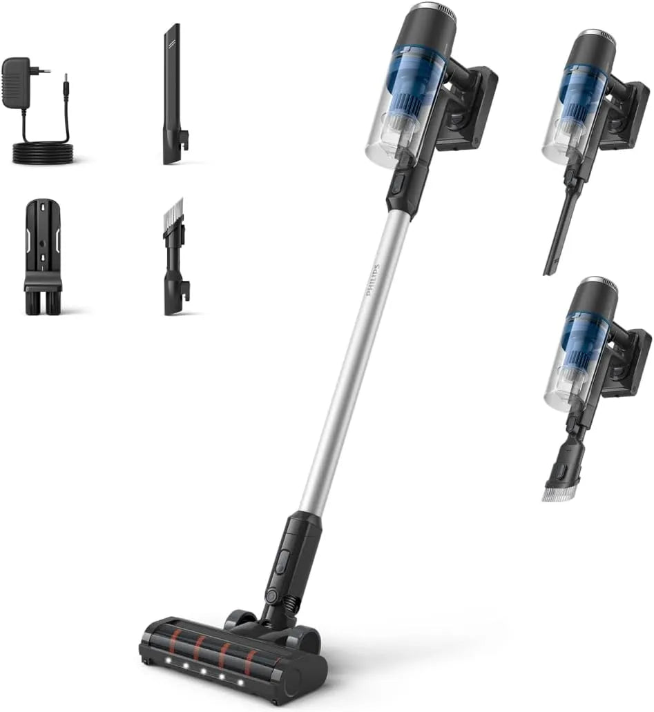Philips Staubsauger 3000 XC3032/01, Kabelloser der Serie, Leistungsstarke Saugleistung auf Hartböden, 60 Minuten Laufzeit, Düse mit LED-Licht
