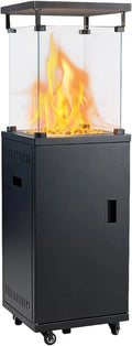5 DUMOS Gasheizstrahler, 5/11 kW Gas Piezozündung Heizung + Gasdruckregler + Cover, 360° Rollen Kippschutz, Heizer, in Schwarz