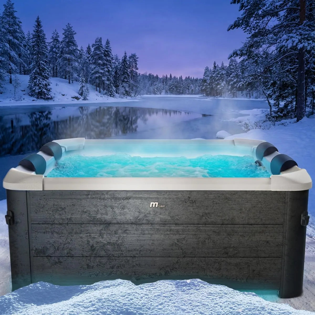 Whirlpool BRAST MSpa Oslo Aero Plus XXL mit Fester Außenwand, LED-Beleuchtung 20 einstellbare Farben für 6 Personen, Maße 180x180x65cm, In & Outdoor