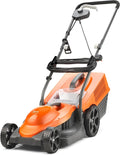 Rasenmäher, Leistung 1300 W Motor, Spannung 320 V, 32 cm Schnittbreite, Fassungsvermögen 30 Liter Grasbox, weiche Griffe, Orange und Farbe Grau