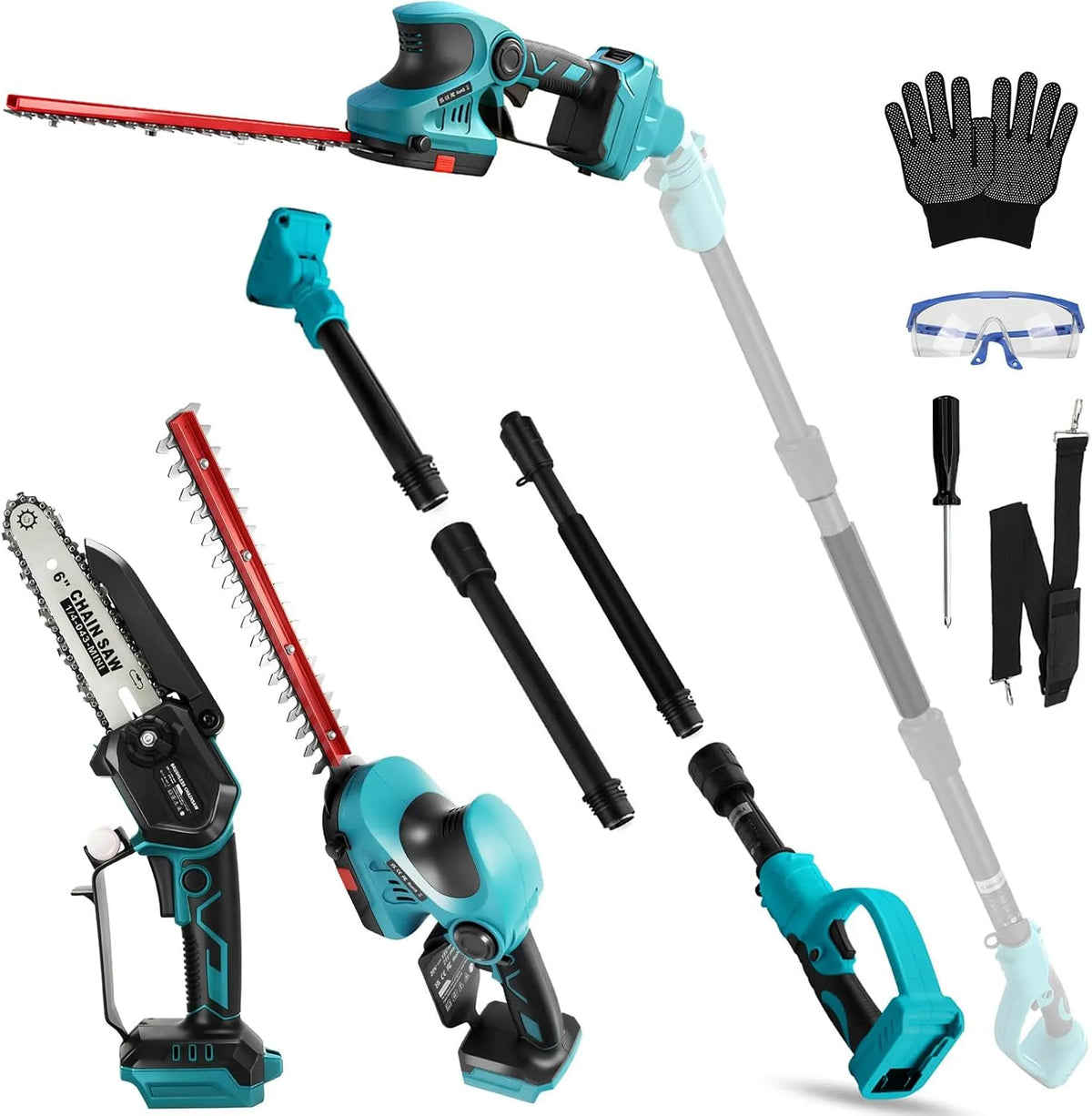 Makita Heckenschere, Akku Hochentaster AST Kettensäge & Teleskop für 18V, Ohne akkus