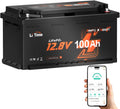 LiFePO4 15000 LiTime, 1280Wh Autobatterie, Zyklen Lithium Akku, Spannung 12V 100AH Bluetooth Lithium Batterie für Wohnmobil DIN H8 L5 Größ