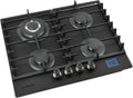 Kochfeld, Gaskochfeld 4 Flammig, Gasherd, Einbau-Gaskocher für Zuhause & Wohnmobil, DIGITALER GAS-STOP-TIMER, Gas-Herdplatte mit Wok Brenner