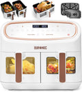 Heißluftfritteuse AF34 Duronic WE XXL, Fassungsvermögen 10L Airfryer mit 2 Kammern, Doppel-Fritteuse ohne Öl, Fleisch & mehr