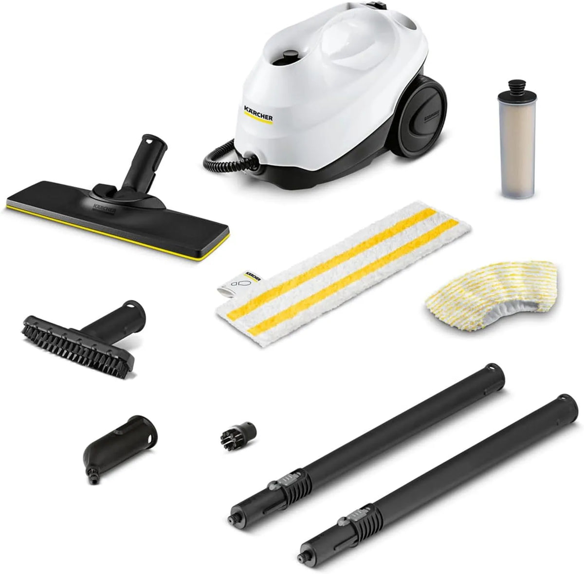 Kärcher Dampfreiniger, Dampfdruck: max. 3,5 bar, SC 3 EasyFix, Leistung: 1.900 W, Tank: 1 l, Aufheizzeit: 30 s, Flächenleistung: 75 m², Weiss