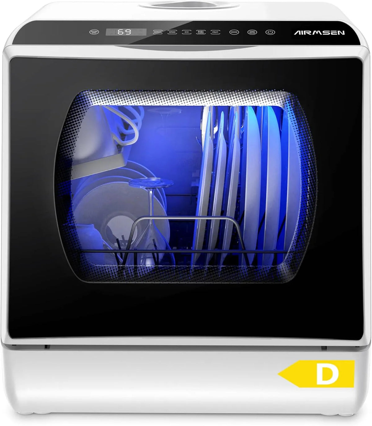 Geschirrspüler, 2 Wege Wasserversorgung, Touch Control & LED-Display, Wohnungen, Weiß & in Schwarz, Mini mit 5+1 Betriebsprogramme & 5L Wassertank