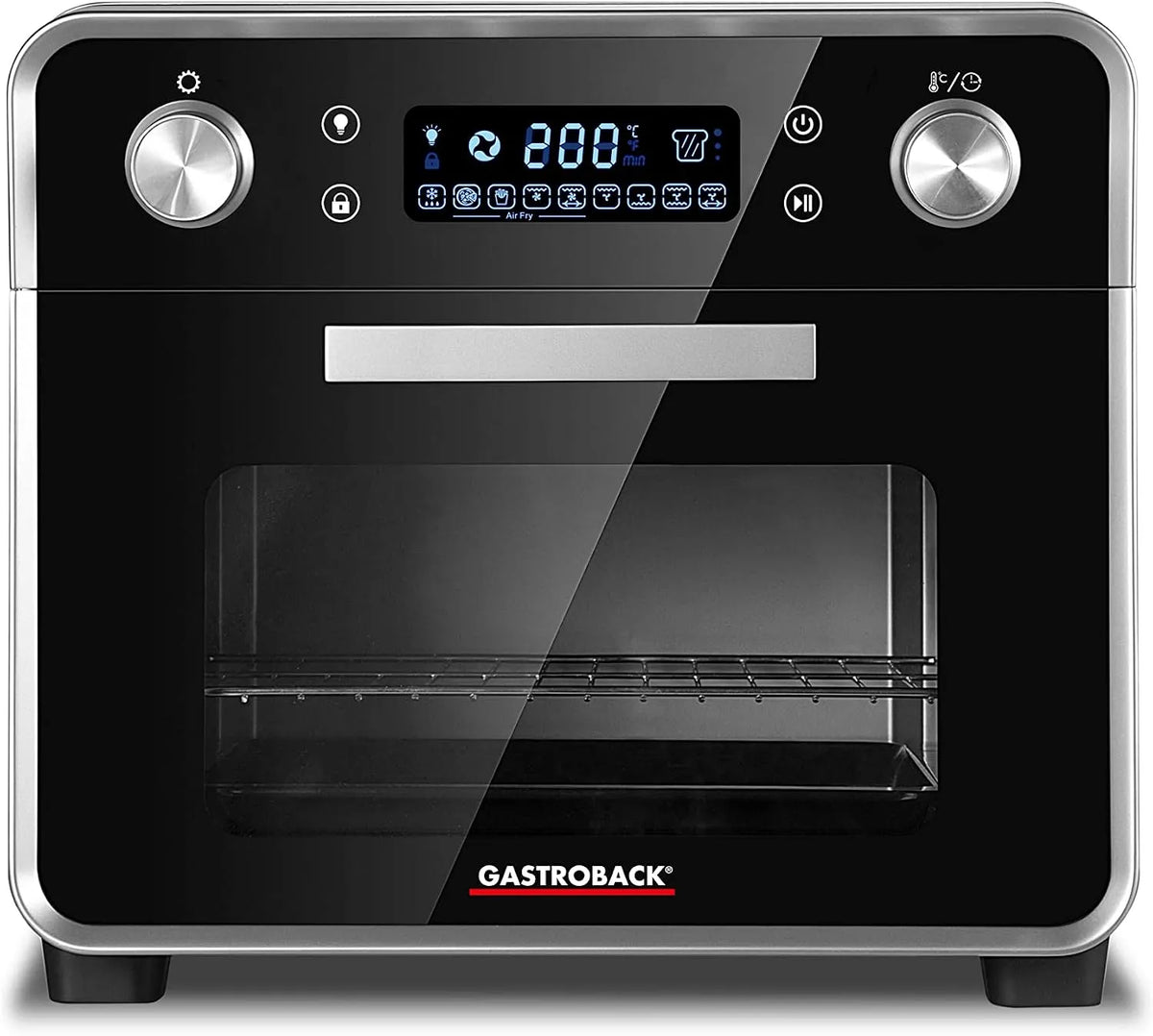 Heißluftfritteuse 42815, Mini-Backofen, 1680 Watt, 5 IN 1: Pizzaofen, 22 Liter Kapazität, 3 Einschubebenen, GASTROBACK Design Ofen Air Fry & Pizza