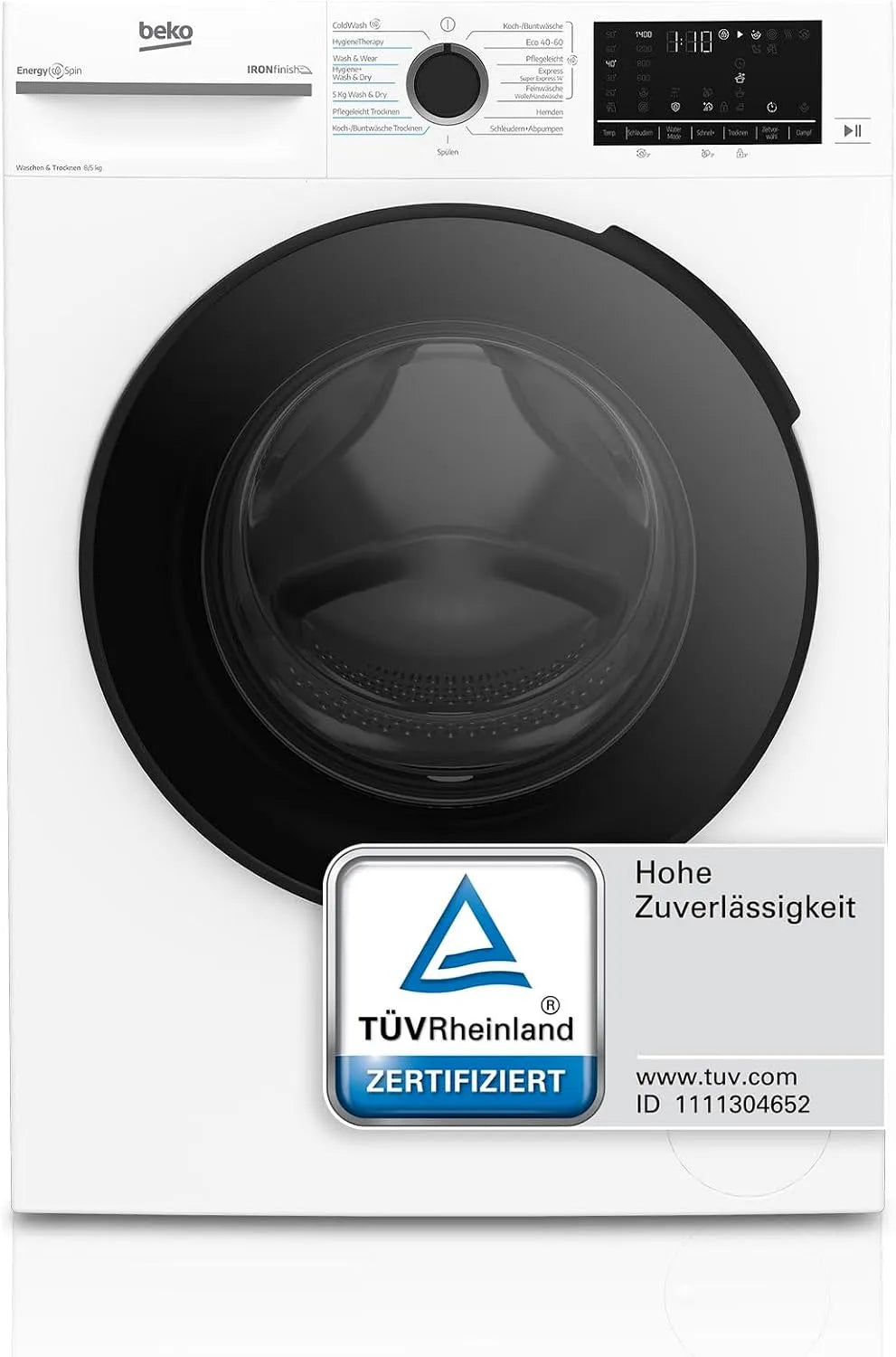 Beko Waschtrockner BM3DT4844W 1400, Gewicht 5 kg Trocknen, Frontbeladung, Min., EnergySpin, Weiß, Gewicht 8 kg Waschen, 15 Betriebsprogramme