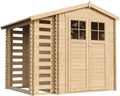 Gartenhaus M386F B272xL206xH218, 3,53 + 0,97 m2 Lagerschuppen für Garten, Gartenschuppen Holz cm, Wasserfestes Dach