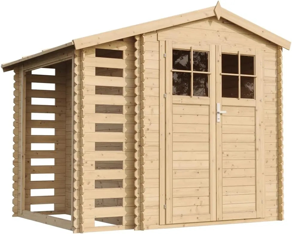 Gartenhaus M386F B272xL206xH218, 3,53 + 0,97 m2 Lagerschuppen für Garten, Gartenschuppen Holz cm, Wasserfestes Dach
