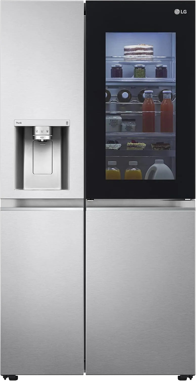 LG Kühlschrank GSXV91BSAE, Crushed Ice und Wasserspender, interner Wassertank 4L, Electronics Side-by-Side mit Eis, Brushed Steel, Total No Frost