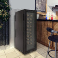 Kühlschrank, in freistehender Ausführung Glastür Weinschrank für Indoor, 30 Flaschen 90 Liter LED Beleuchtung Weinkühlschrank Großes Weinkühler