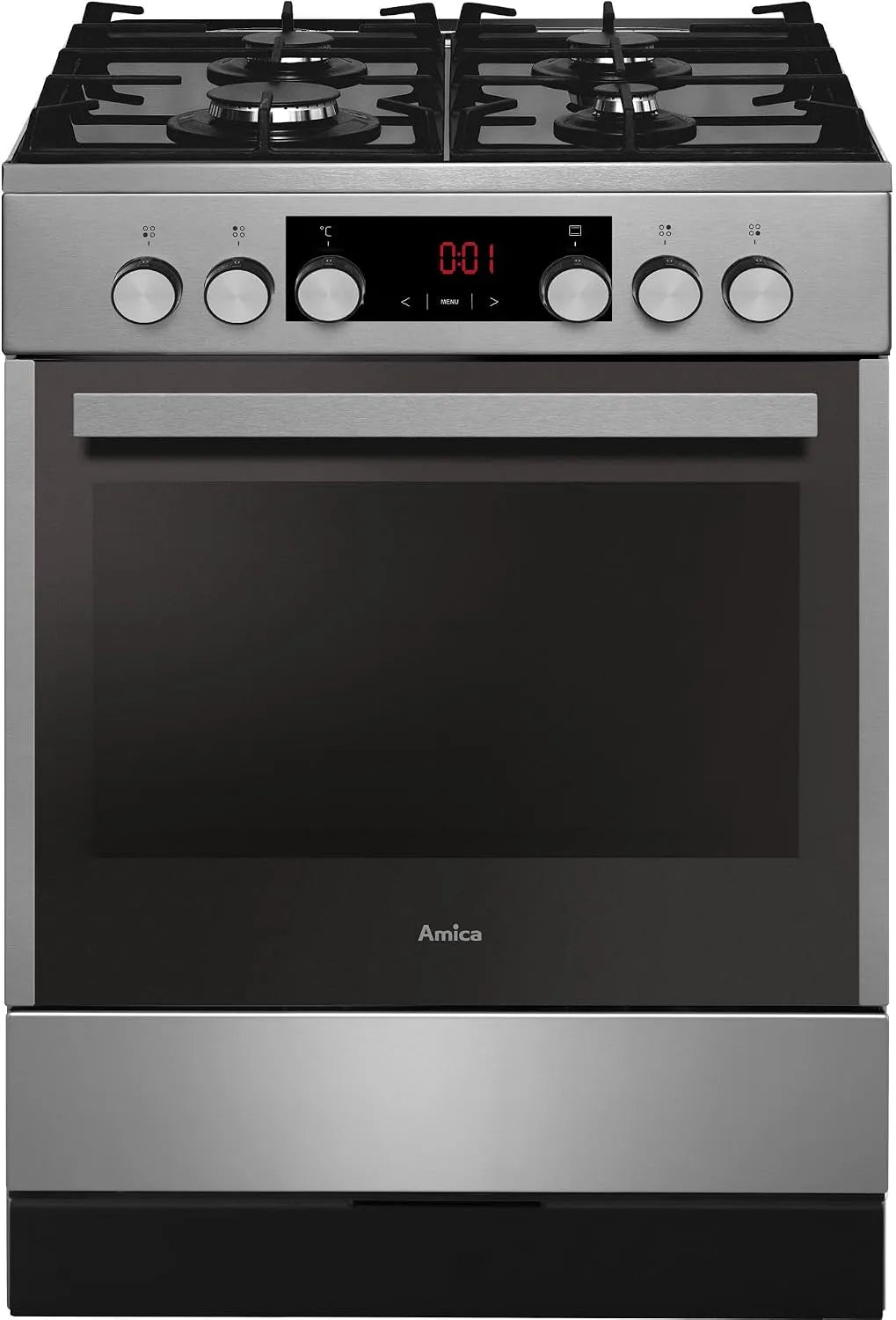 Amica Backofen SHEG 914, 121 E Standherd Gaskochfeld Elektro Timer SoftClose Tür Heißluft mit Ringheizkörper