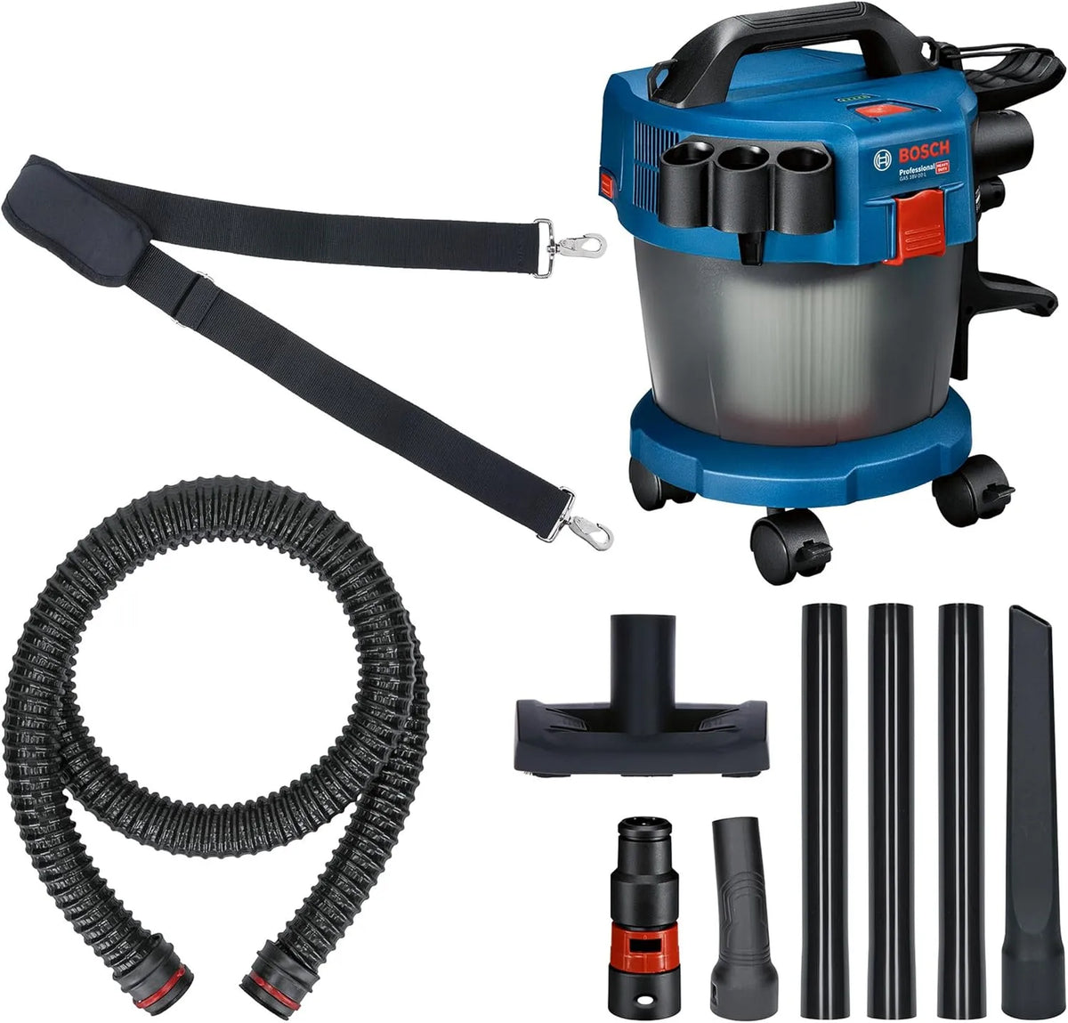 Bosch Staubsauger 18V-10, Professional 18V System Industriestaubsauger GAS L, Fassungsvermögen 10 L, inklusive. 1,6 m Schlauch, 3 Verlängerungsrohre