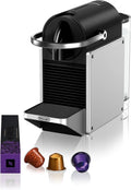 Nespresso De'Longhi Modell EN127.S, Leistung 1260W, ECO-Modus, kompaktes Design, in Schwarz, 19 Bar Drucksystem, Pixie Kaffekapselmaschine, Silber